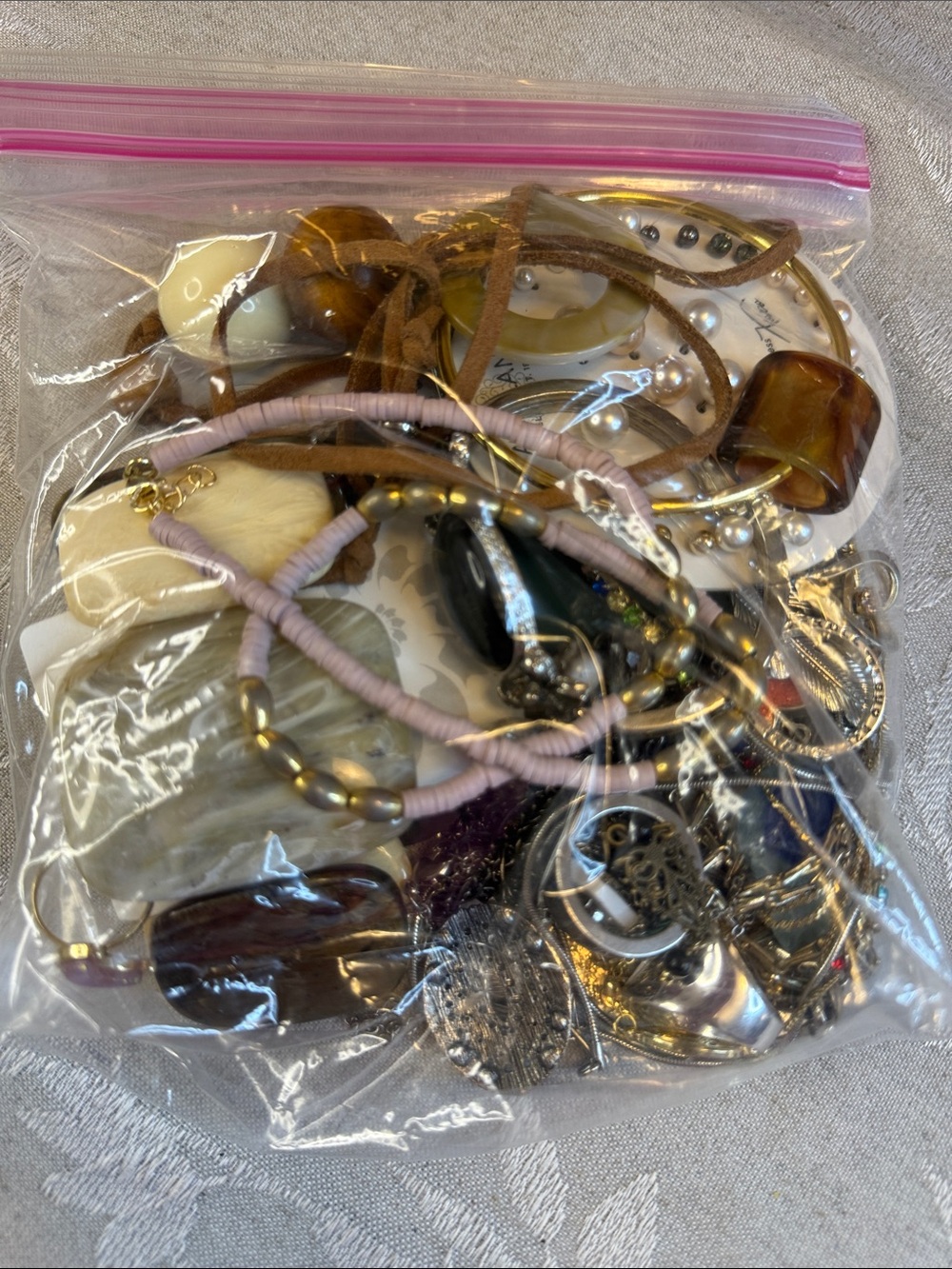 Assorted Women's Jewelry Set - Pink, Brown, Gold, White Accents